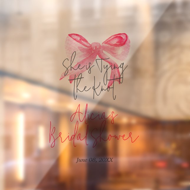 Vinilos Para Cristales Elegante unión del lazo rosa Bridal Shower (Hoja 2)