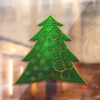 Vinilos Para Cristales Elegante ventana verde de árbol de Navidad