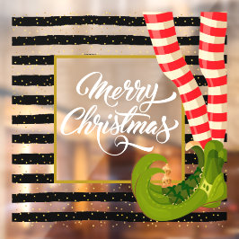 Vinilos Para Cristales Elf Legs Feliz Navidad