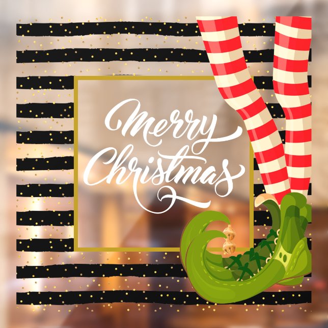 Vinilos Para Cristales Elf Legs Feliz Navidad (Hoja 2)
