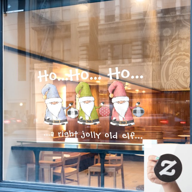 Vinilos Para Cristales Elfos/gnomos de grandes Navidades con ornamentos (Ventana de cafetería)