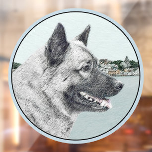 Vinilos Para Cristales Elkhound noruego en pintura de aldea - Arte de per