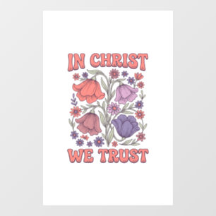 Vinilos Para Cristales En Cristo Confiamos Diseño Floral Cristiano Vector