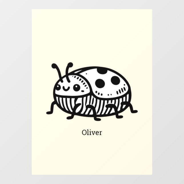 Vinilos Para Cristales Encantador Ilustracion de escarabajo a mano (Hoja)