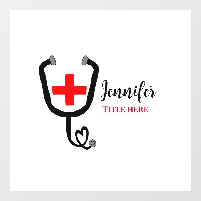 Vinilos Para Cristales Enfermero médica médico rojo más estetoscopio añad (Hoja)