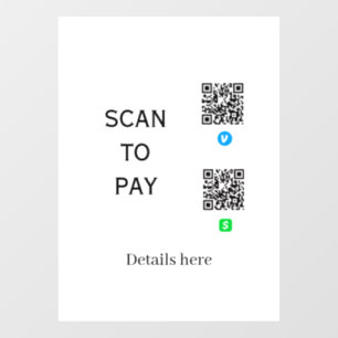 Vinilos Para Cristales escanear para pagar detalles del código QR de Venm