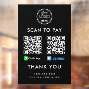 Vinilos Para Cristales Escaneo de código QR de Venmo de App de efectivo p