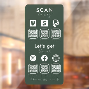 Vinilos Para Cristales Escaneo de código QR múltiple para pagar el verde