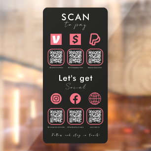 Vinilos Para Cristales Escaneo de código QR múltiple para pagar rosa negr