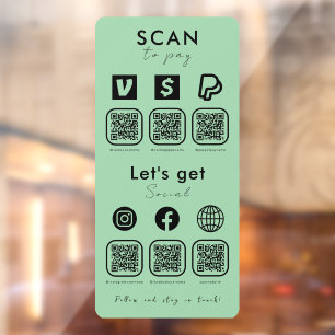 Vinilos Para Cristales Escaneo de código QR múltiple para pagar verde a l
