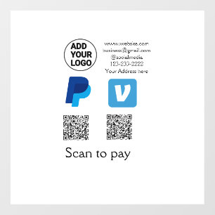 Vinilos Para Cristales Escaneo de pypal de Venmo para pagar añadir texto