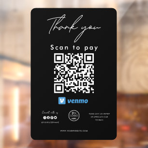 Vinilos Para Cristales Escáner de logotipo de código QR en Venmo para pag