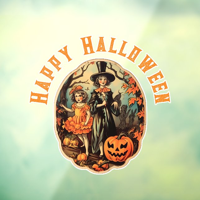 Vinilos Para Cristales Escena de Halloween de época (Hoja 3)