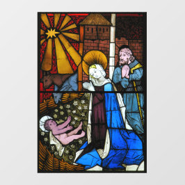 Vinilos Para Cristales Escena de la Natividad Panel de Vidrio Emplomado C