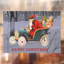 Escena de nieve moderna de vintage Santa Driving 1