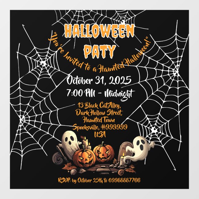 Vinilos Para Cristales 🎃 Espectacular ventana de la casa embrujada 👻 🕷 (Hoja)