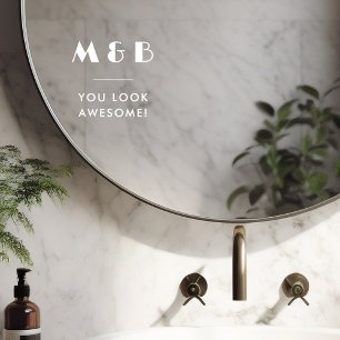 Vinilos Para Cristales Espejo de cuarto de baño moderno monograma blanco 