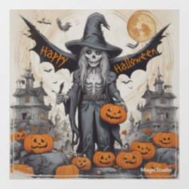Vinilos Para Cristales Esqueleto alado AI Halloween Ventana Cling Decal