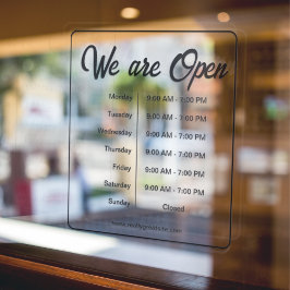 Vinilos Para Cristales Estamos abiertos Horario de atención Letra Negra