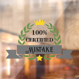 Vinilos Para Cristales Estandarte Retro de Error Certificado Personalizab