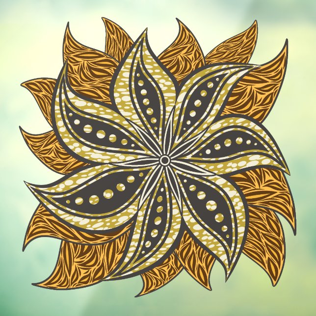 Vinilos Para Cristales Estilo de Batik Floral Resumen Africano (Hoja 3)