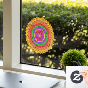 Vinilos Para Cristales Estilo de crochet amarillo Mandala Ball -