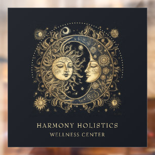 Vinilos Para Cristales Estrellas de luna de sol celestial holístico dorad