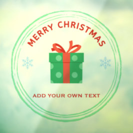 Vinilos Para Cristales Estuche de regalo de texto rojo de Feliz Navidad e