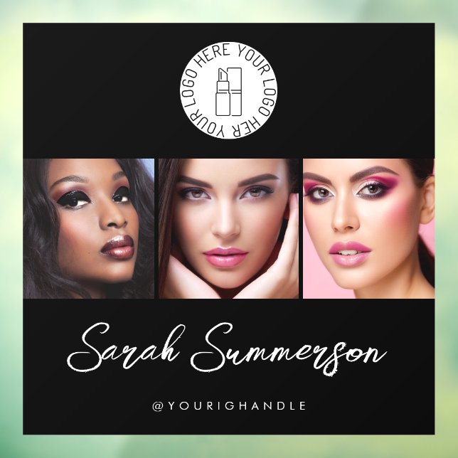 Vinilos Para Cristales Estudio de Maquillaje Fotográfico Logo Blanco Negr (Hoja 3)