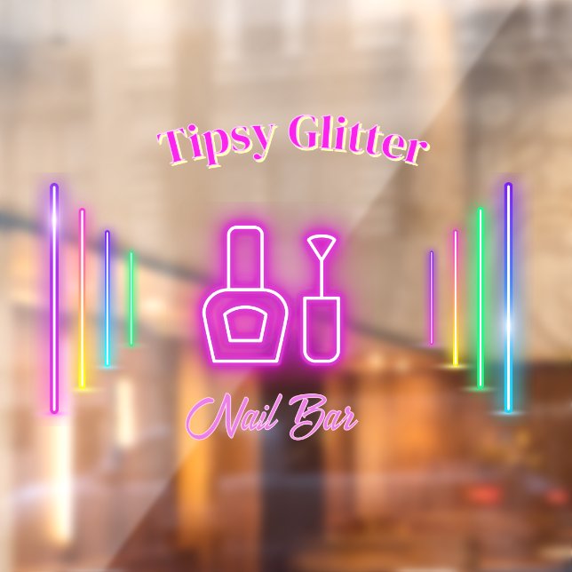 Vinilos Para Cristales Estudio de uñas bar de neón rosa con inspiración g (Hoja 2)