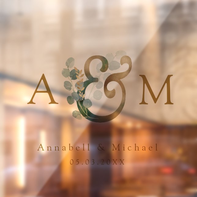 Vinilos Para Cristales Eucalipto, Ampersand, Monograma, Boda (Hoja 2)