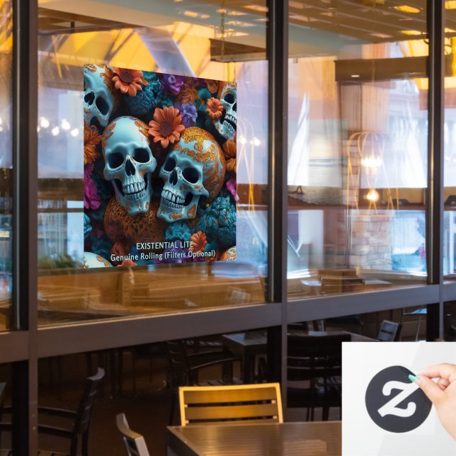 Vinilos Para Cristales EXISTENCIAL LITE Memento Mori Lovers Skulls (ventana del restaurante)