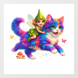 Vinilos Para Cristales Fairy Riding Colorful Cat T-Shirt – Cute FaT-shirt