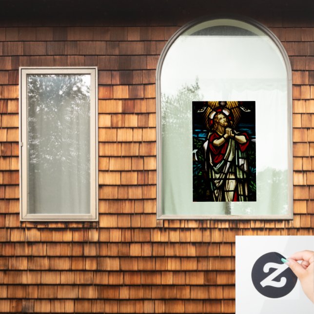Vinilos Para Cristales Falsa Cristal Manchado Jesús Rezando En La Natural (Ventana de inicio)