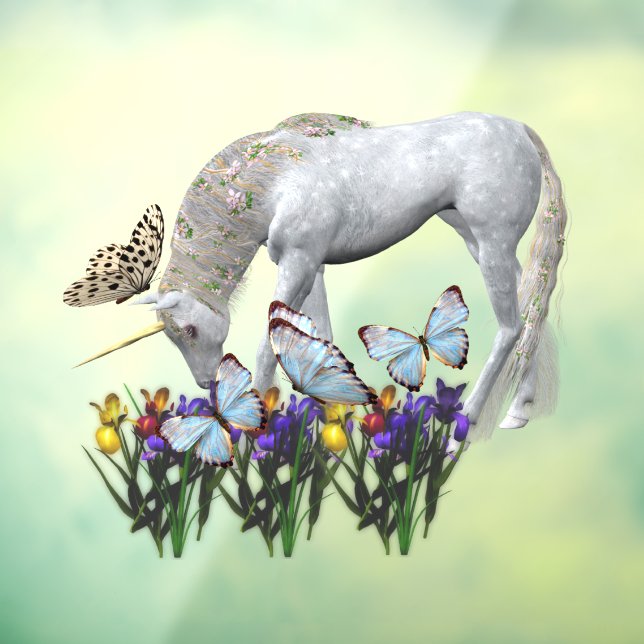 Vinilos Para Cristales Fantasía De Unicornio Y Mariposas (Hoja 3)