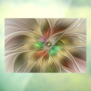 Vinilos Para Cristales Fantasía Floral Con Fractal Dorado Moderno