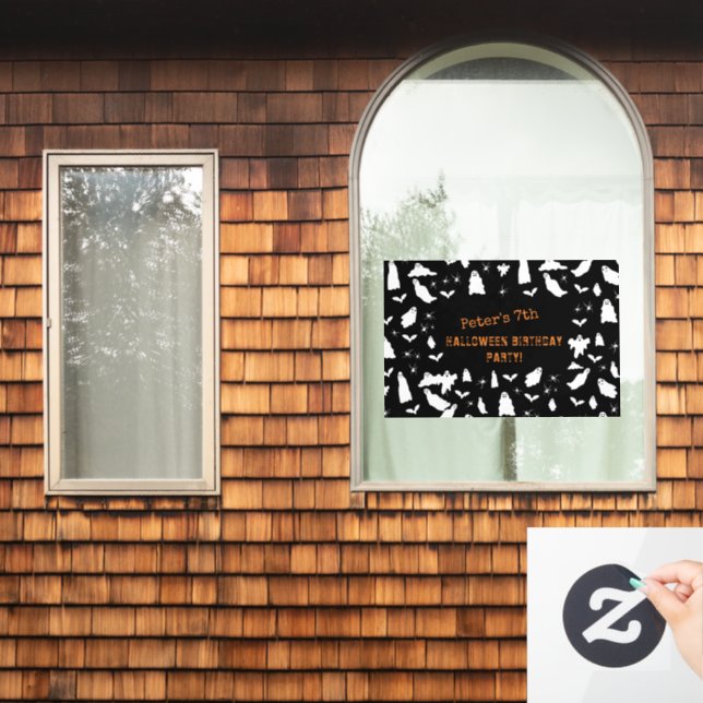 Vinilos Para Cristales Fantasma, Bats & Spiders Halloween Cumpleaños (Ventana de inicio)