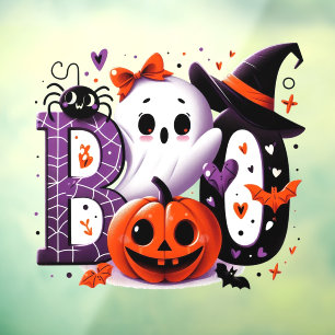 Vinilos Para Cristales Fantasma y calabaza 'Boo' Halloween
