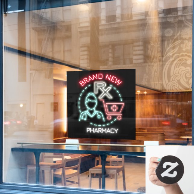 Vinilos Para Cristales Farmacia De Faux Neon Diseñada Por El personalizad (Ventana de cafetería)