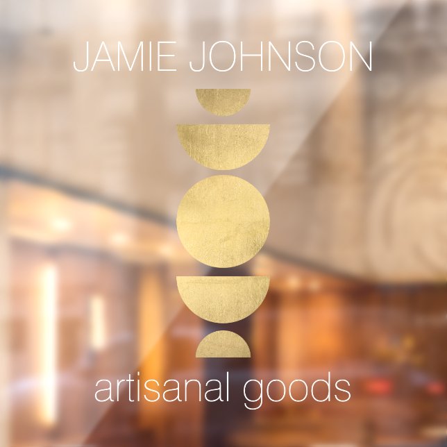 Vinilos Para Cristales Fases de Luna Abstractas Arte Geométrico Dorado Bo (Hoja 2)