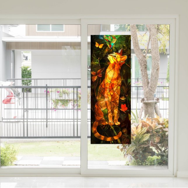 Vinilos Para Cristales Faux Cat Painting Stained Glass Art (Not to scale.)