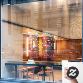 Vinilos Para Cristales Faux Neon Breakfast Rótulo Huevos Fritos Bacon On 