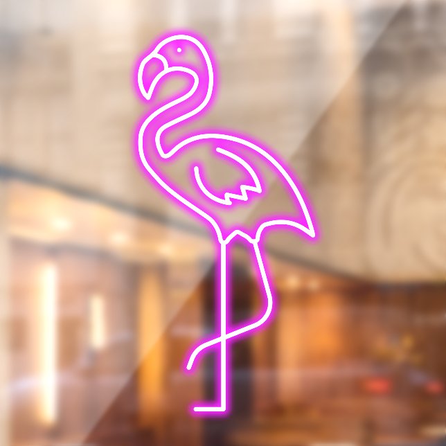 Vinilos Para Cristales Faux Neon Pink Flamingo Tropical Shop Front (Hoja 2)