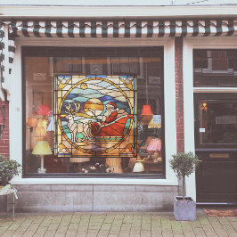 Vinilos Para Cristales Faux Sed-Glass Santa Claus en Sleigh esperando