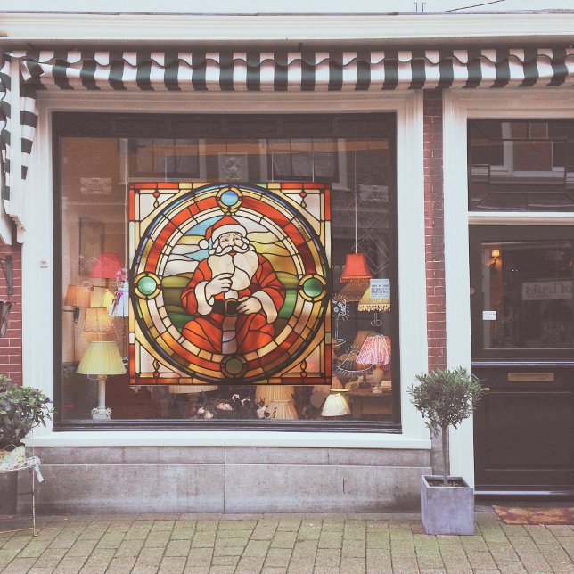 Vinilos Para Cristales Faux Stain-Glass Jolly Santa Claus Large (Subido por el creador)