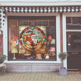 Vinilos Para Cristales Faux Stain-Glass Santa Claus En Sleigh Large