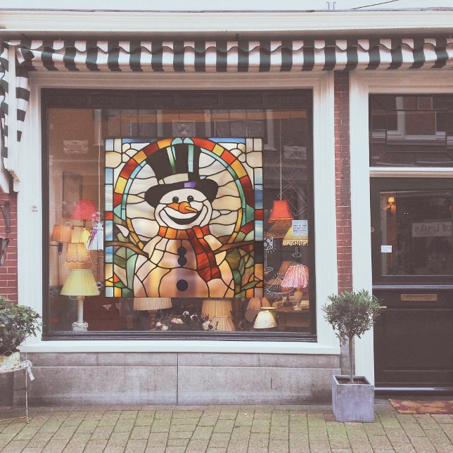 Vinilos Para Cristales Faux Stain-Glass Snowman Large (Subido por el creador)