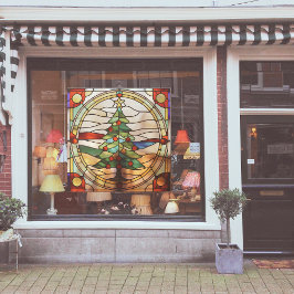 Vinilos Para Cristales Faux StainGlass Christmas Tree Large