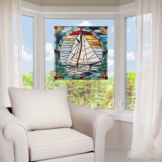 Vinilos Para Cristales Faux StainGlass Sailboat (Subido por el creador)