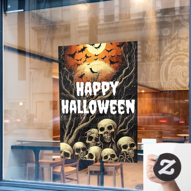 Vinilos Para Cristales Felices cráneos y murciélagos de Halloween (Ventana de cafetería)